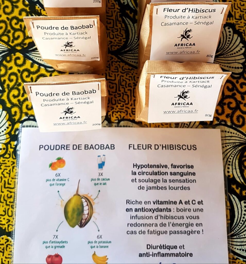sachets d’hibiscus séché (80g) et de poudre de baobab (200g)